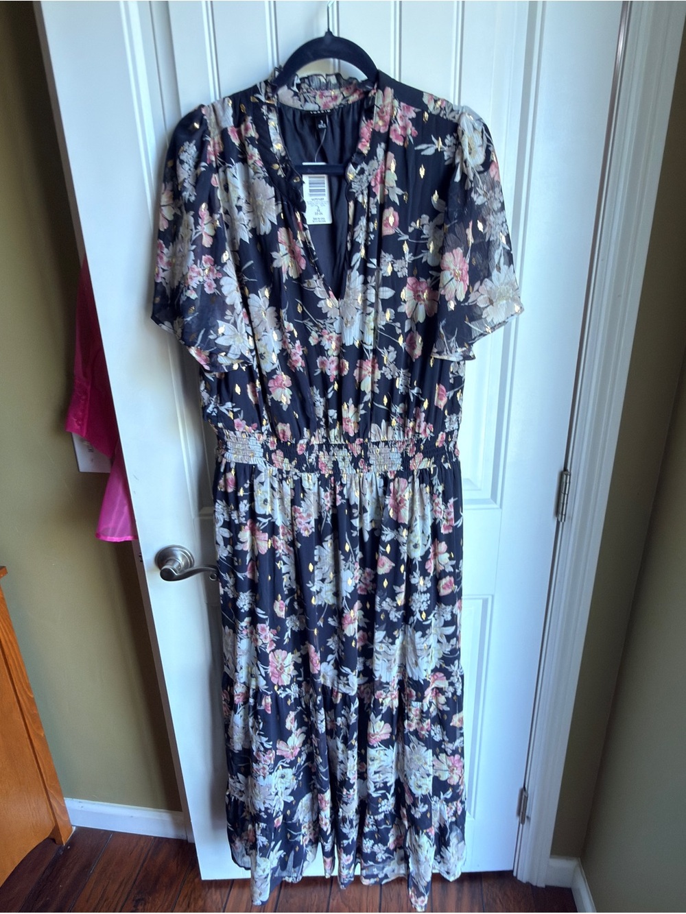 torrid Black Maxi Dress with Pink and Cream Floral Print